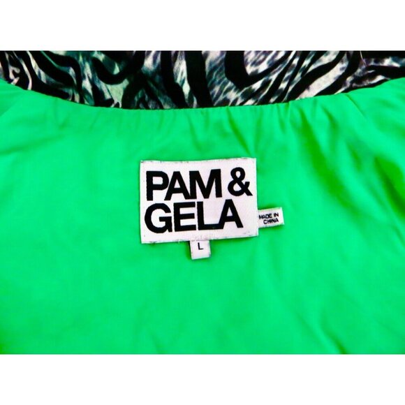 NEW! PAM & GELA Animal Print Track Suit Black White SZ L - Picture 6 of 7